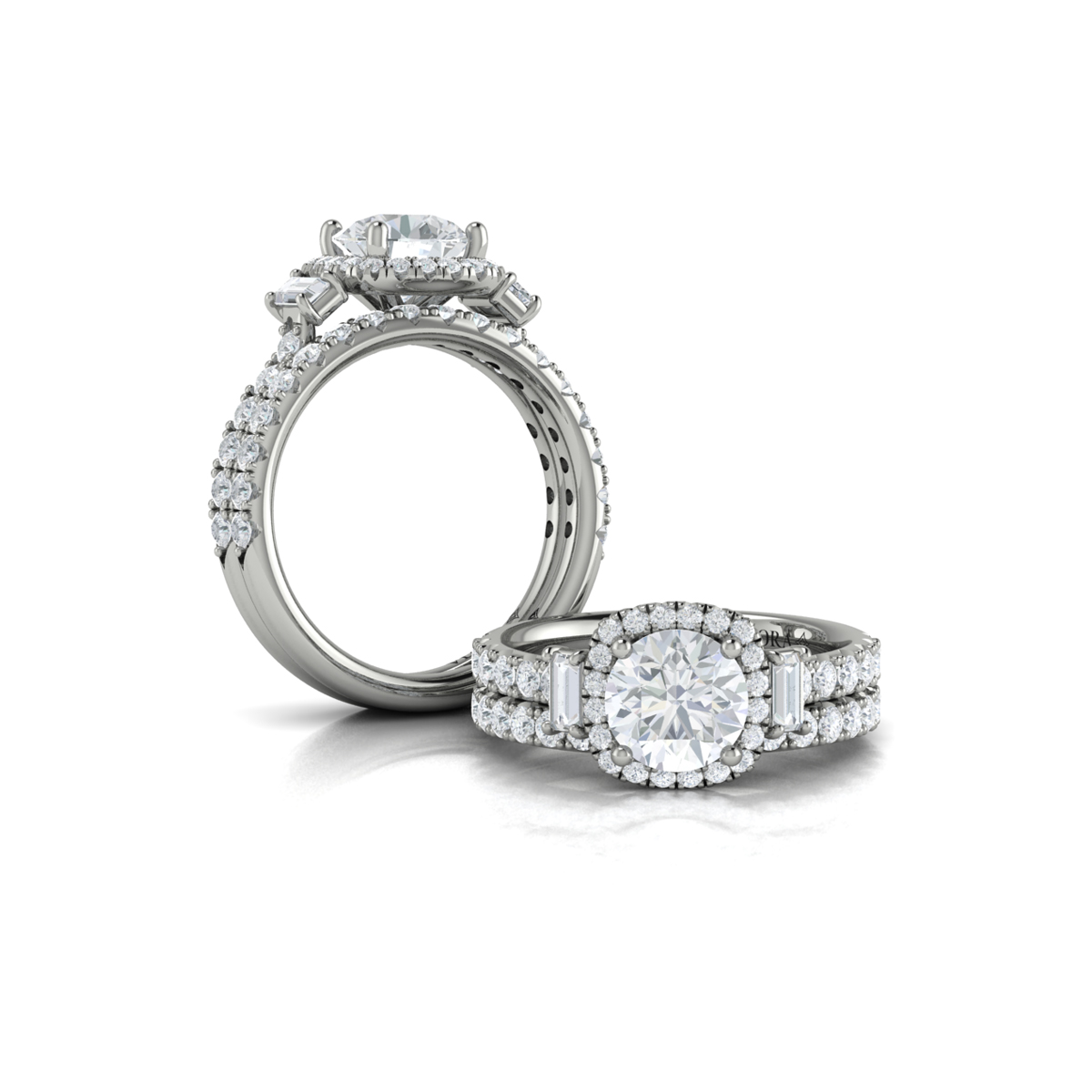 Harmony Trio Halo Engagement Ring