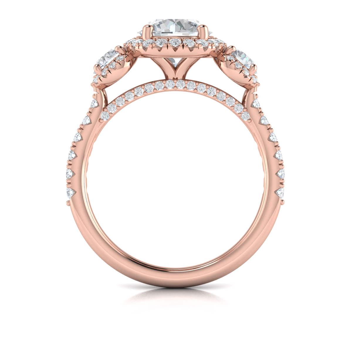 Vlora Three Stone, Halo Engagement Ring