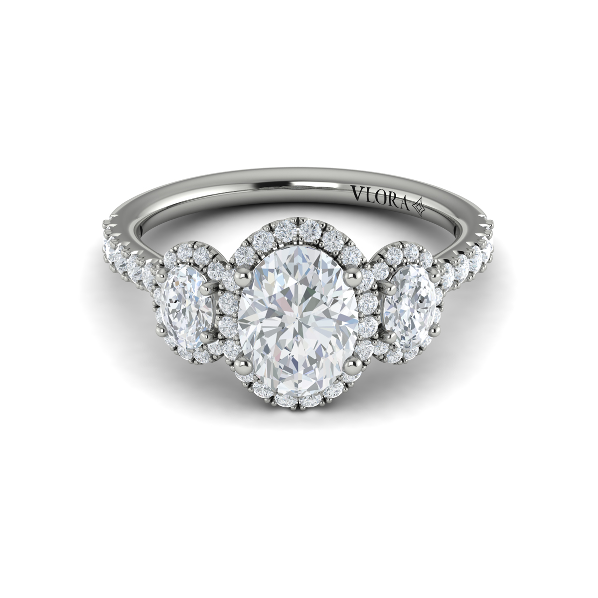 Triple Halo Oval Engagement Ring
