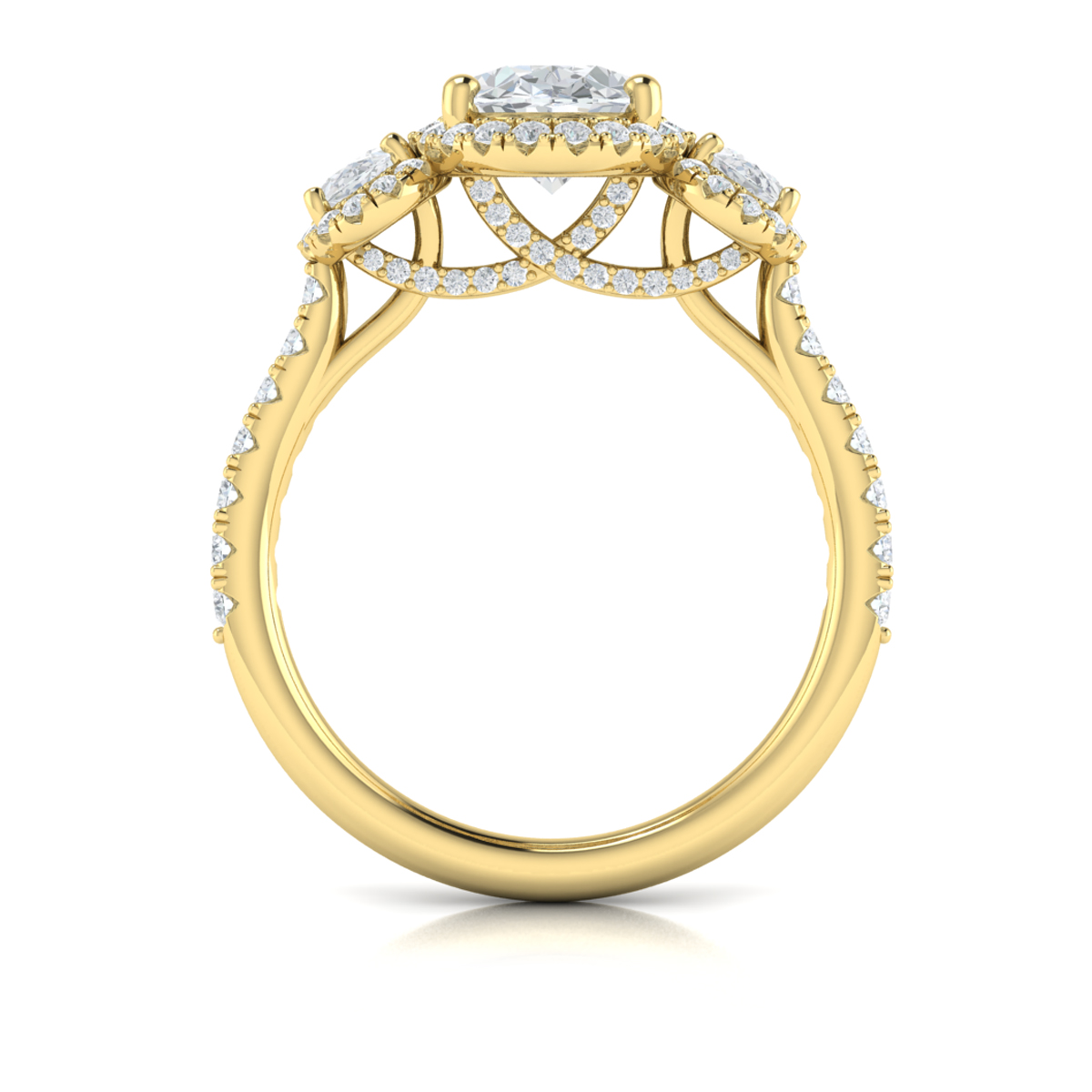 Triple Halo Oval Engagement Ring