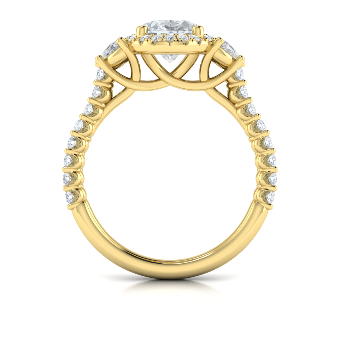 Vlora Three Stone, Halo Engagement Ring