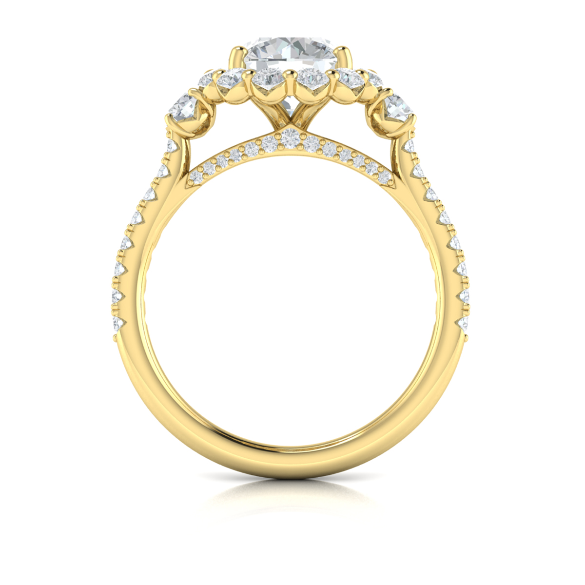 Vlora Three Stone, Halo Engagement Ring