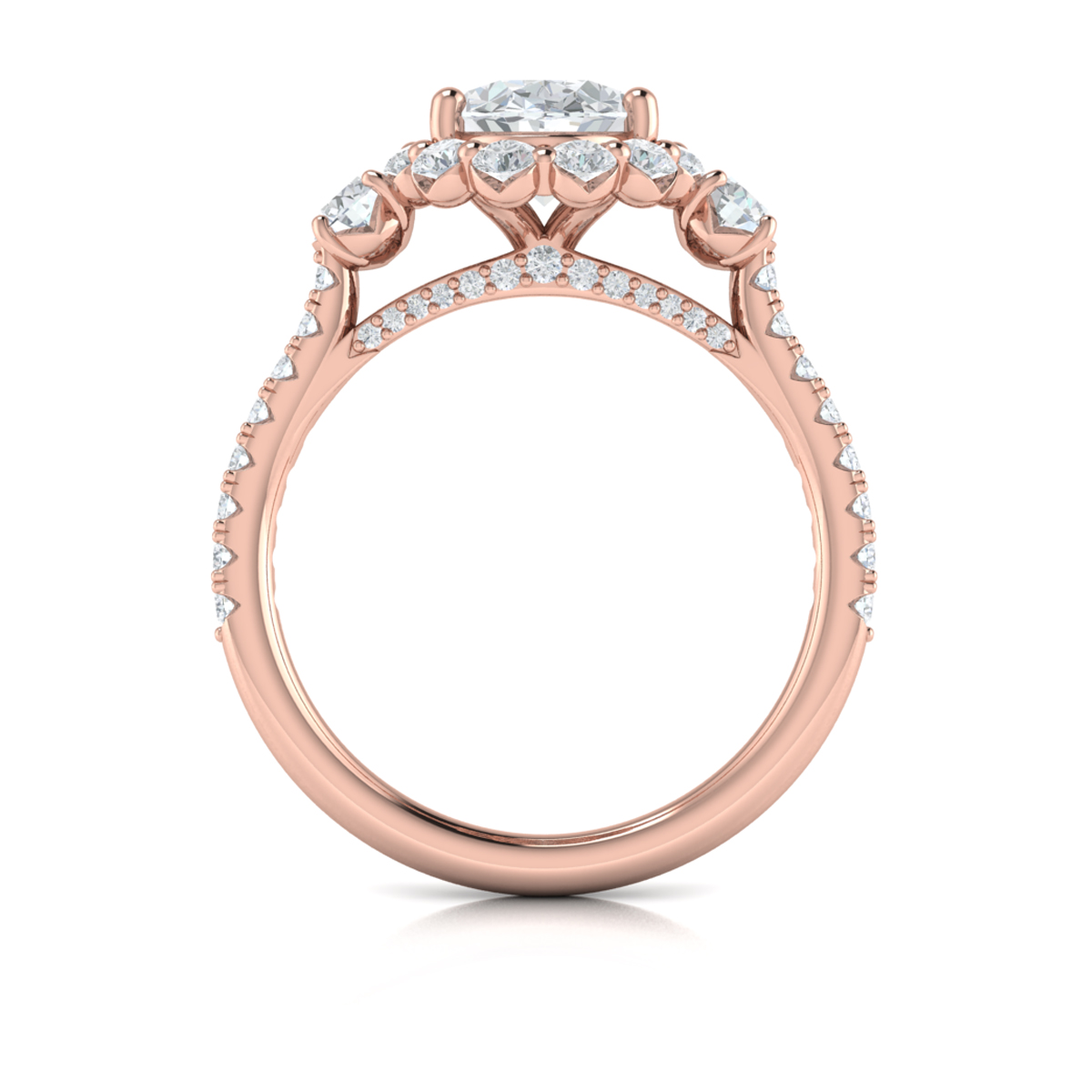 Vlora Three Stone, Halo Engagement Ring