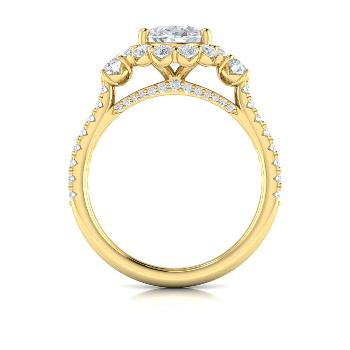 Vlora Three Stone, Halo Engagement Ring