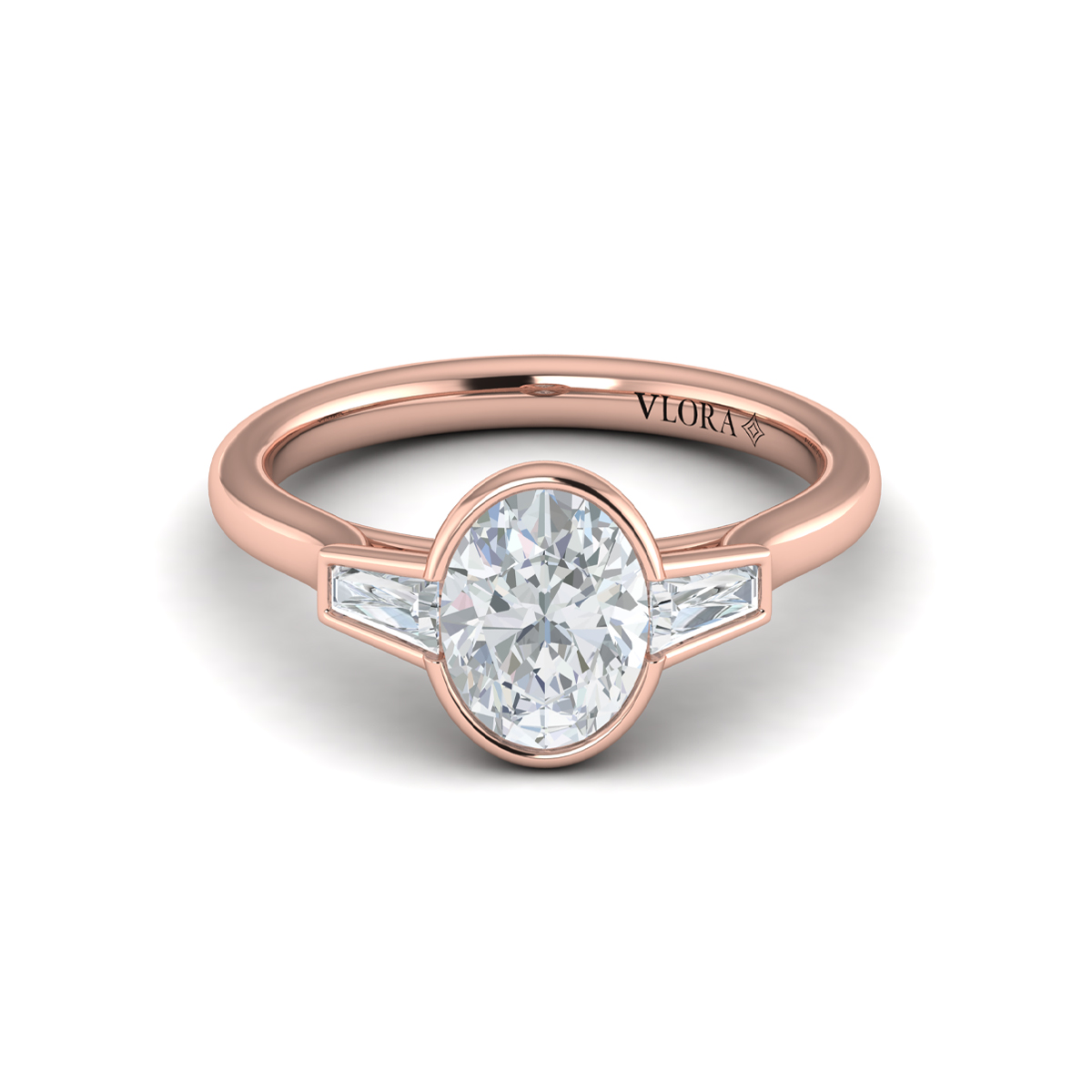 Vlora Three Stone, Bezel Engagement Ring