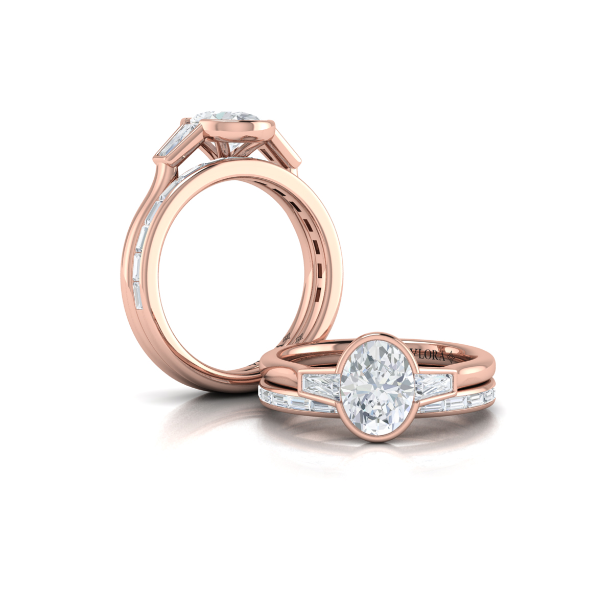 Vlora Three Stone, Bezel Engagement Ring