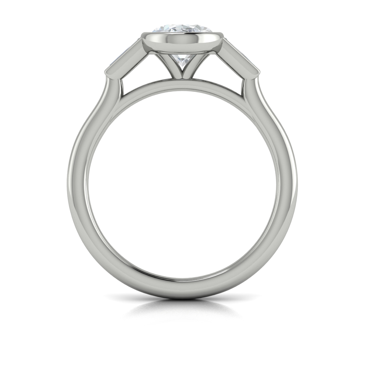 Vlora Three Stone, Bezel Engagement Ring