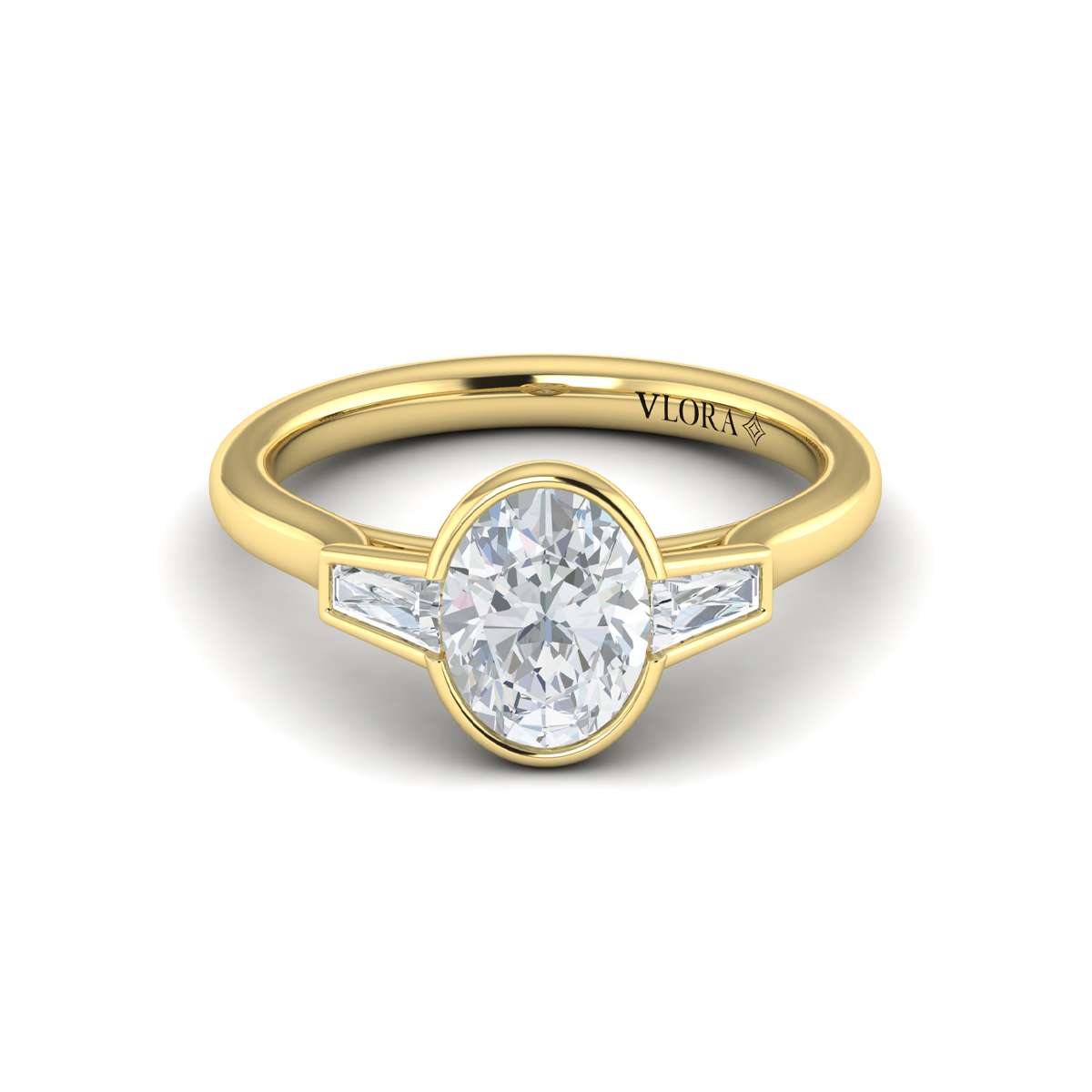 Vlora Three Stone, Bezel Engagement Ring