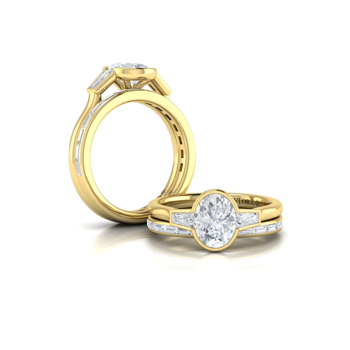 Vlora Three Stone, Bezel Engagement Ring