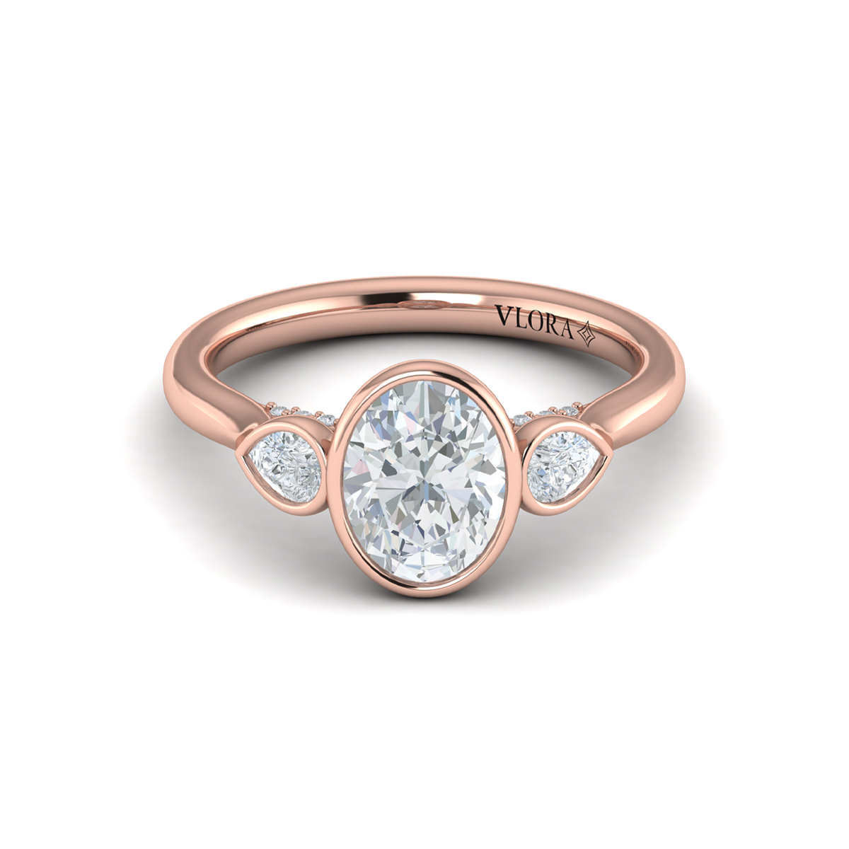 Vlora Three Stone, Bezel Engagement Ring