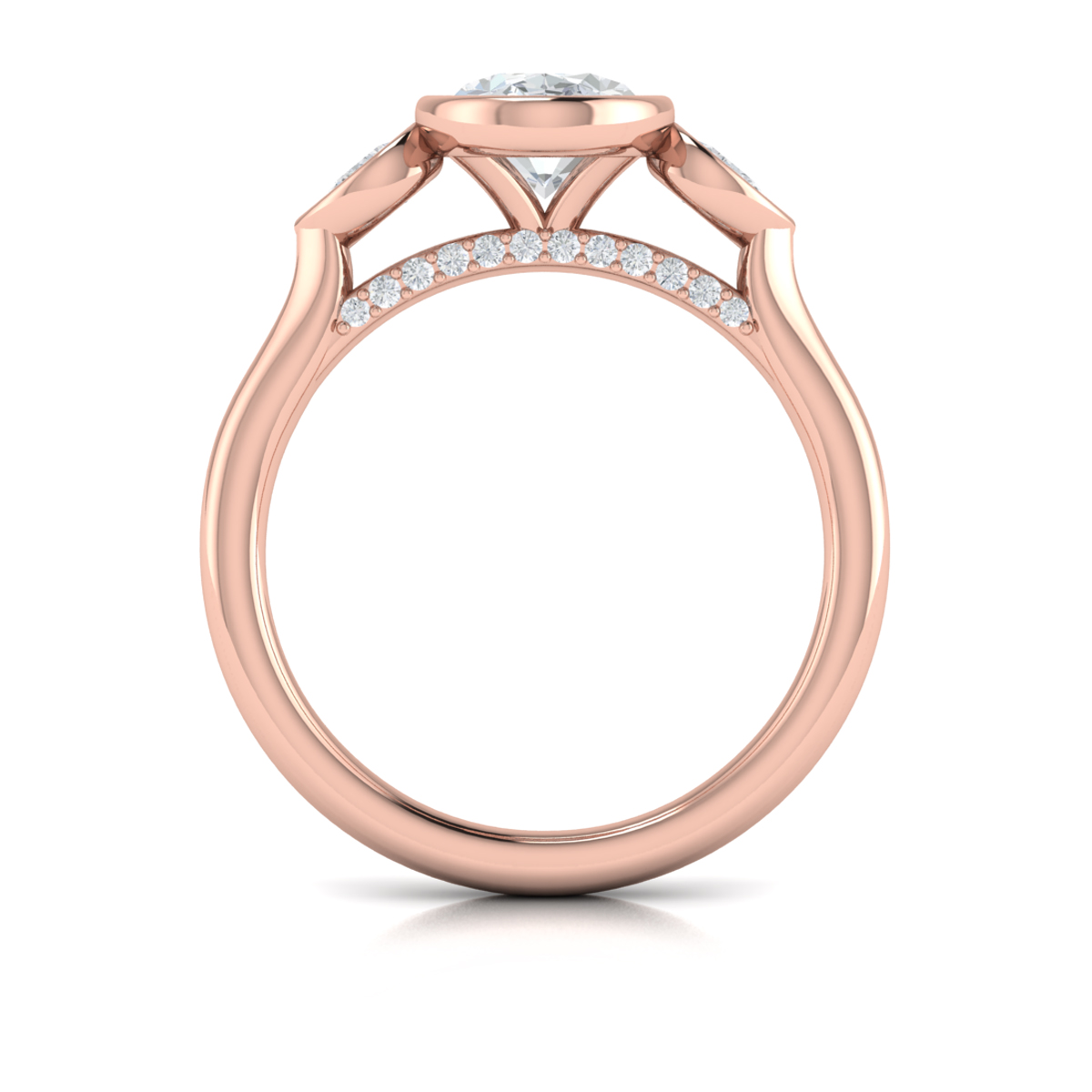 Vlora Three Stone, Bezel Engagement Ring