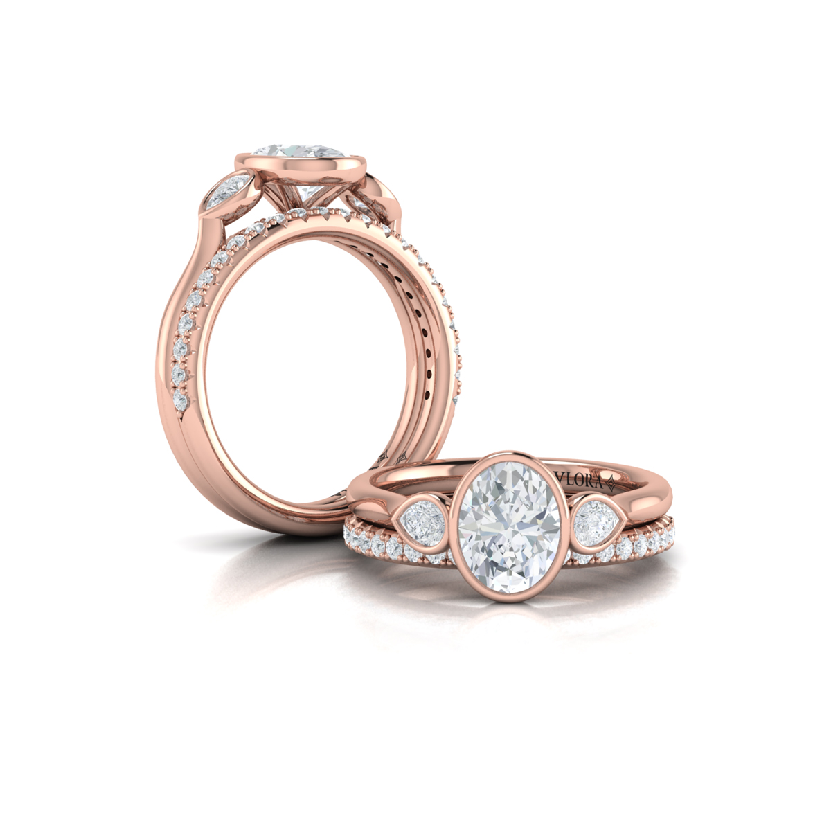 Vlora Three Stone, Bezel Engagement Ring