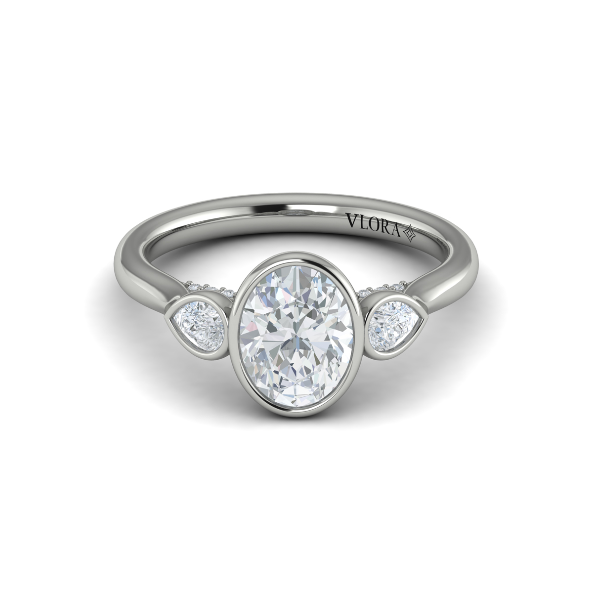 Vlora Three Stone, Bezel Engagement Ring