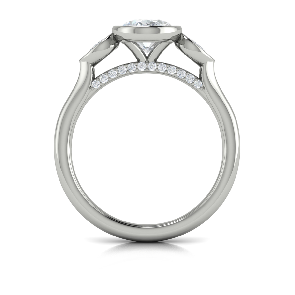 Vlora Three Stone, Bezel Engagement Ring