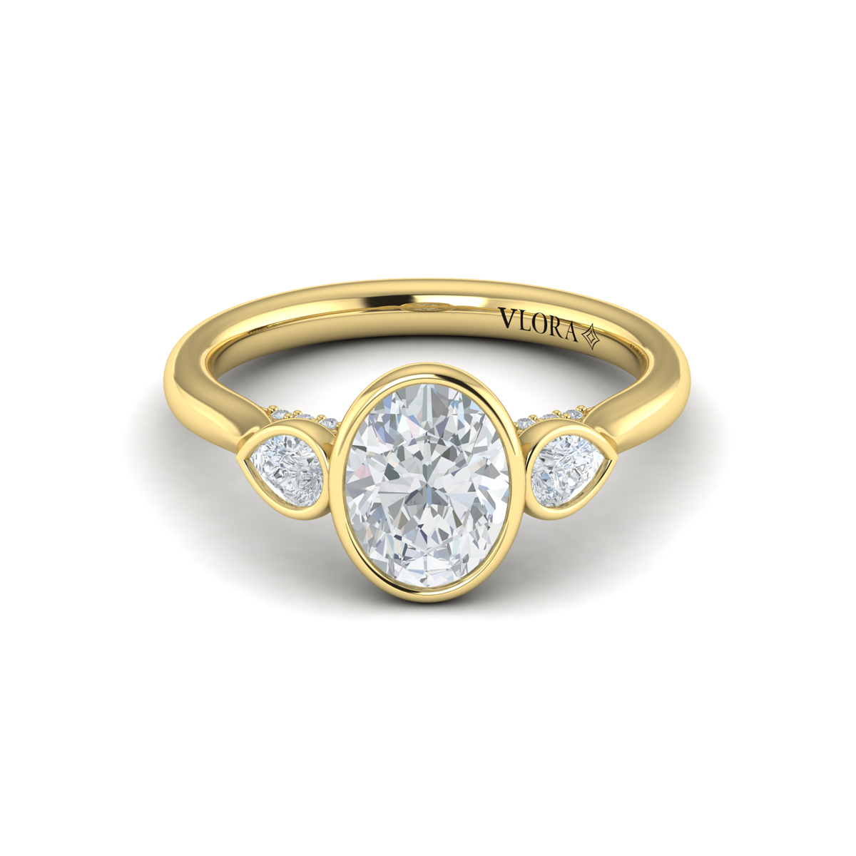 Vlora Three Stone, Bezel Engagement Ring