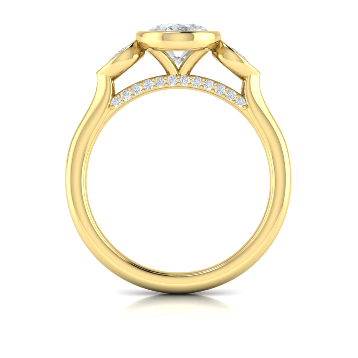 Vlora Three Stone, Bezel Engagement Ring