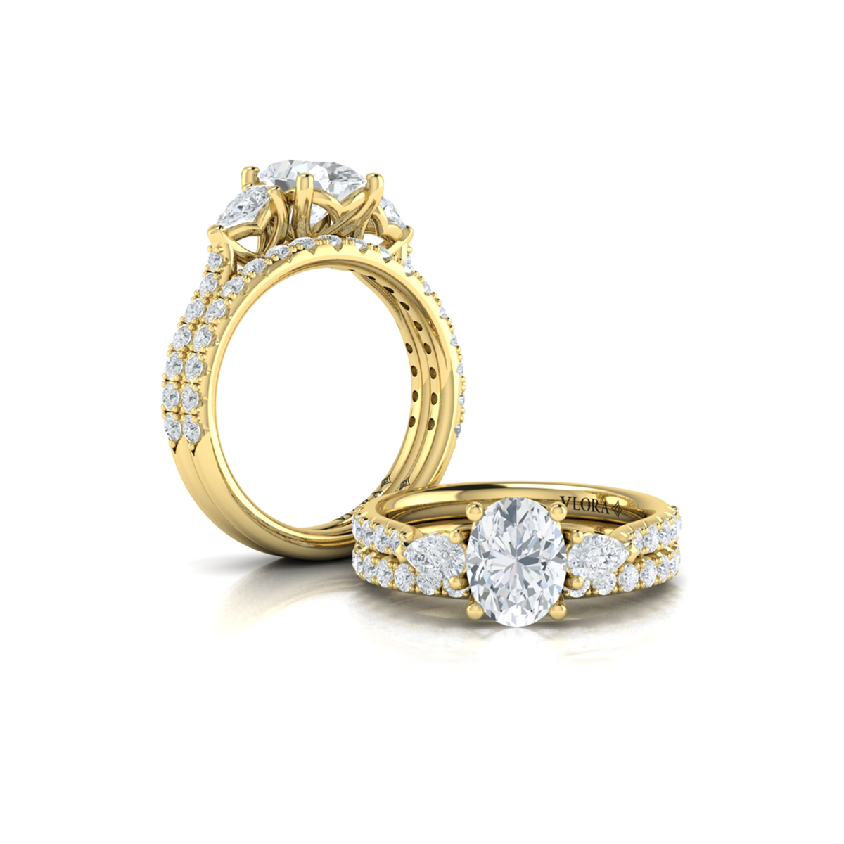 Matching Band for Graceful Trio Three Stone Engagement Ring