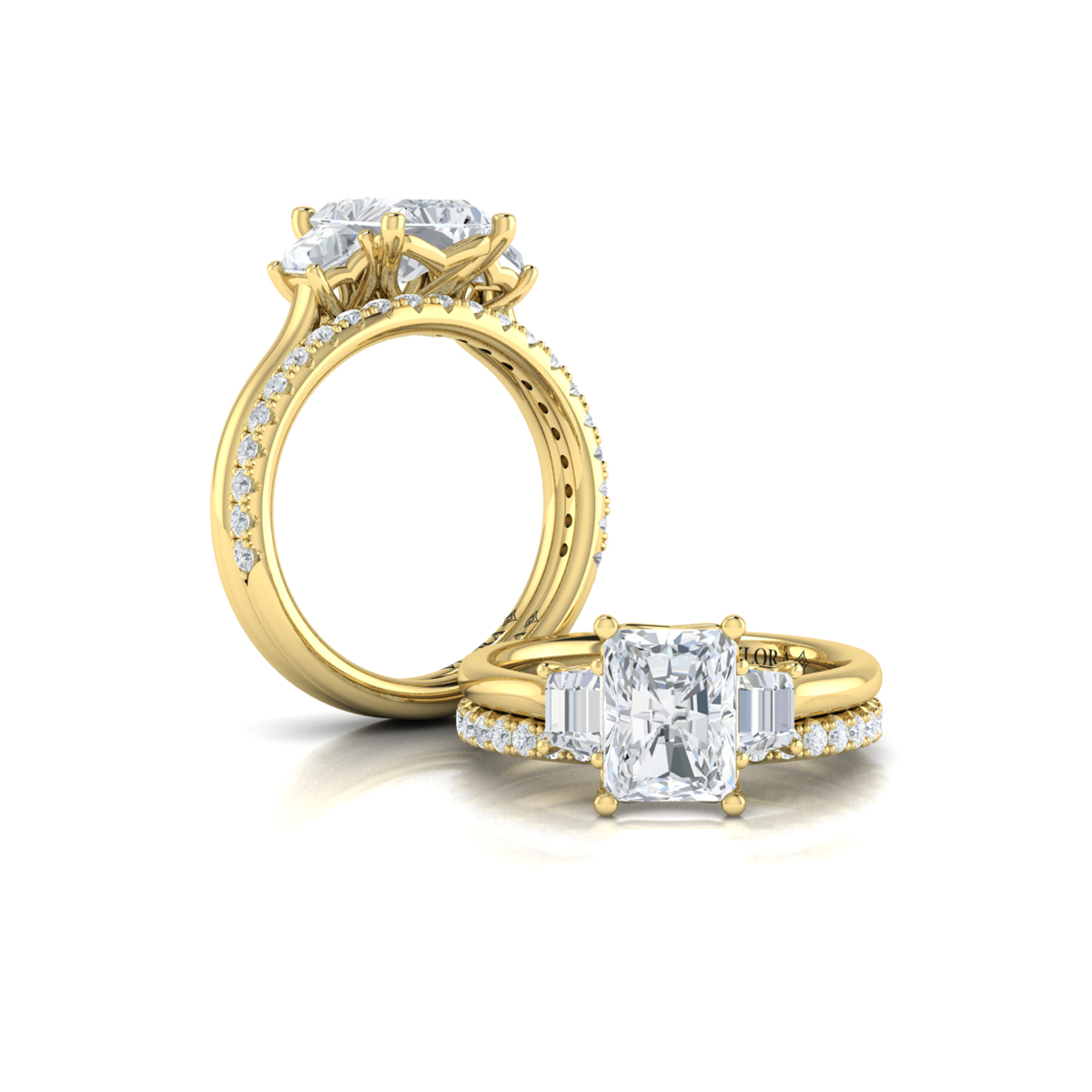 Matching Band for Tapestry Three Stone Emerald Cut Engagement Ring