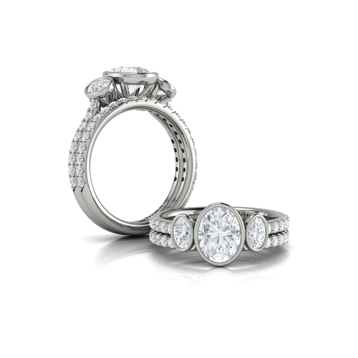 Matching Band for Trio Oval Bezel Engagement Ring