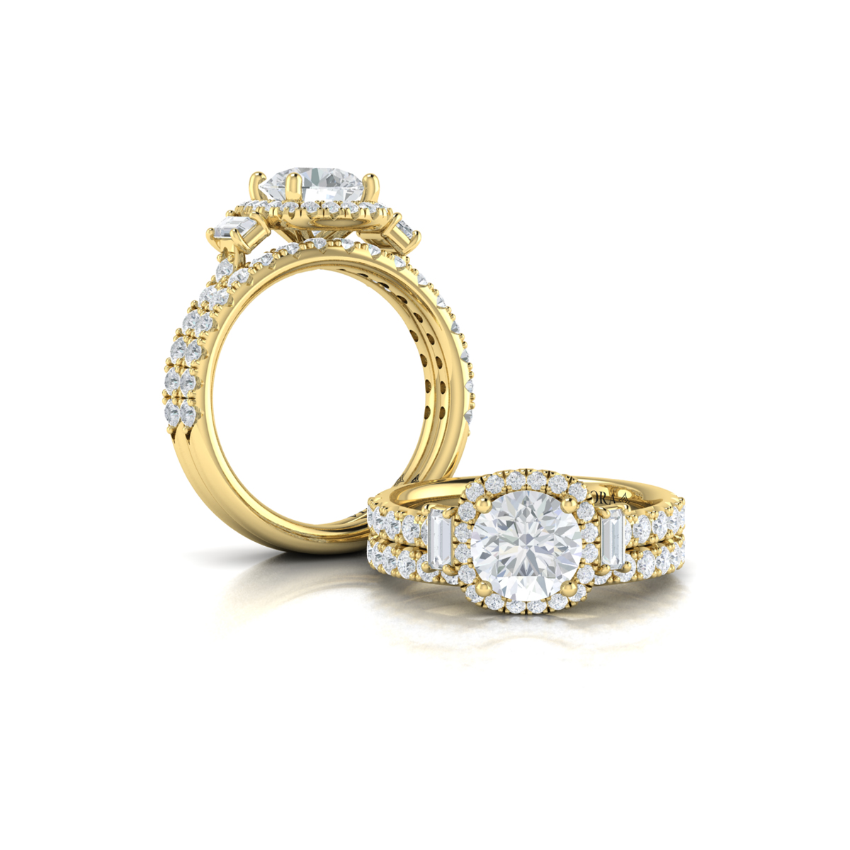 Matching Band for Harmony Trio Halo Engagement Ring
