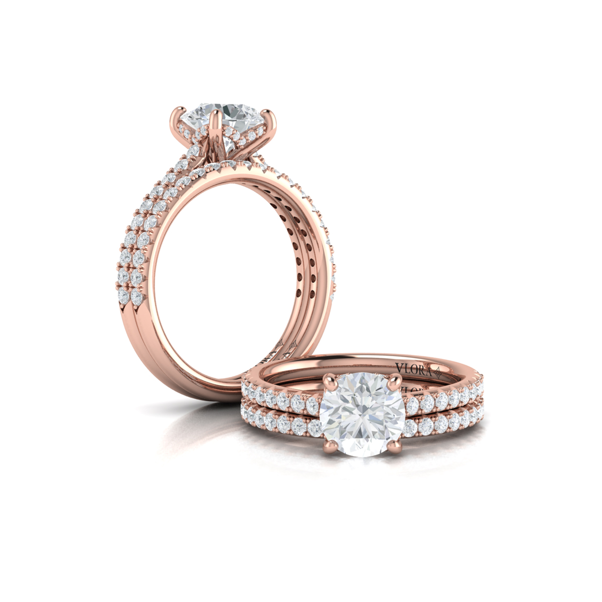 Matching Band for Classic Cathedral Engagement Ring with a Hidden Halo