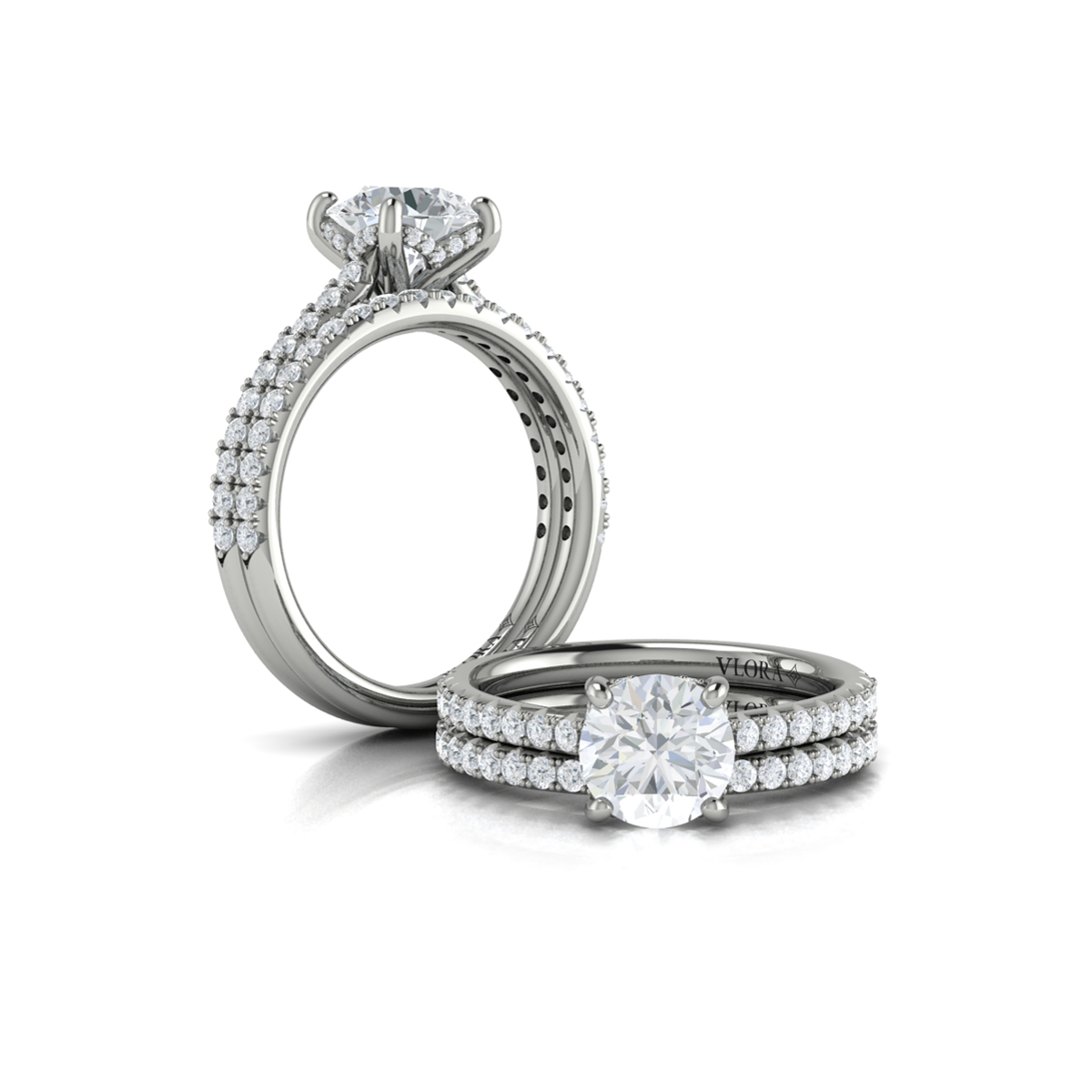 Matching Band for Classic Cathedral Engagement Ring with a Hidden Halo