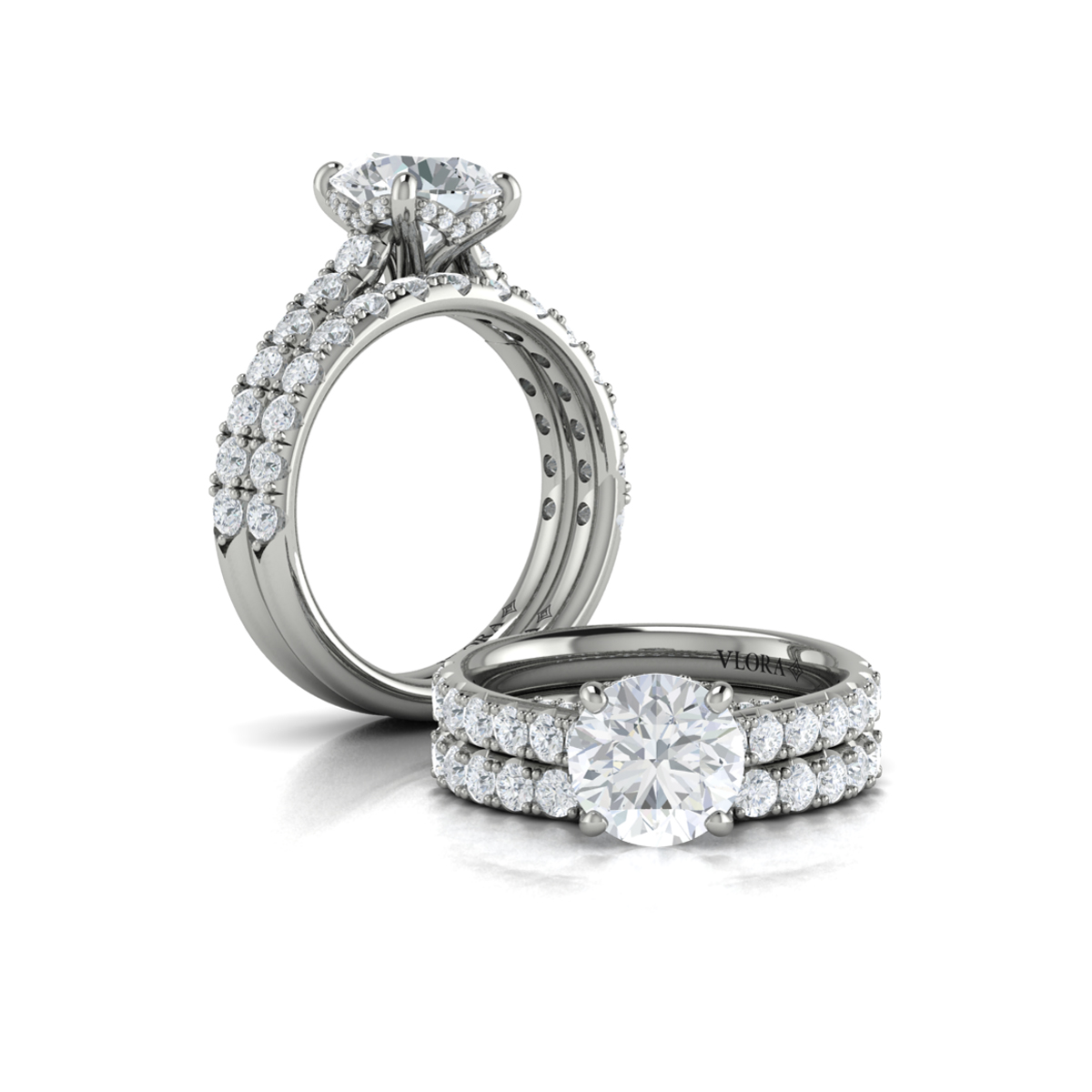Matching Band for Timeless Cathedral Engagement Ring with Hidden Halo