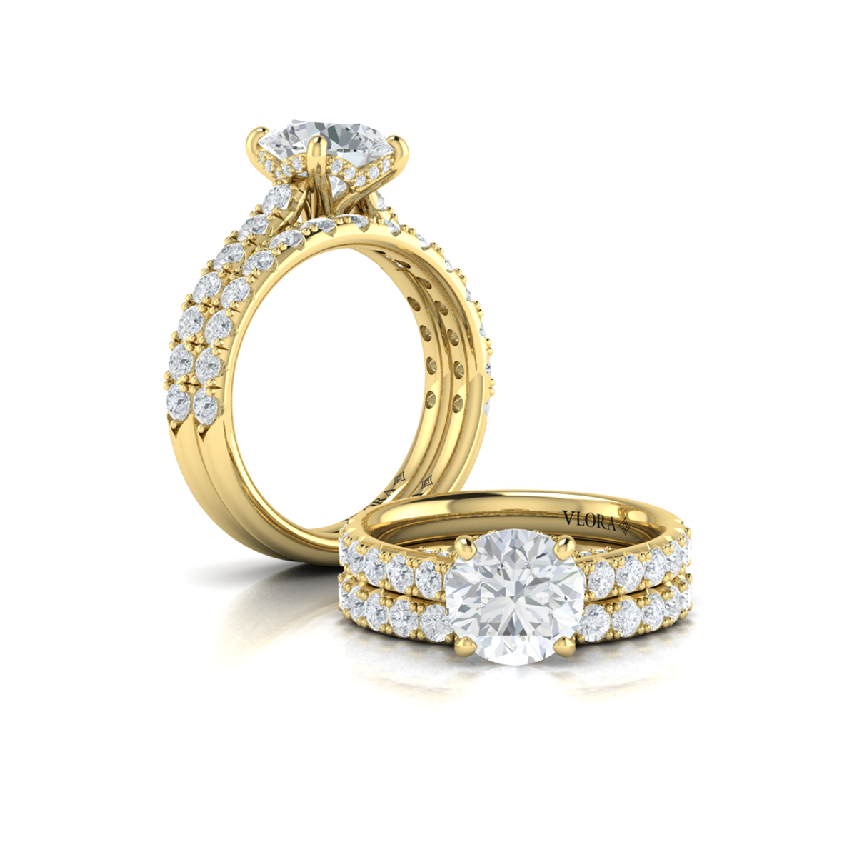 Matching Band for Timeless Cathedral Engagement Ring with Hidden Halo