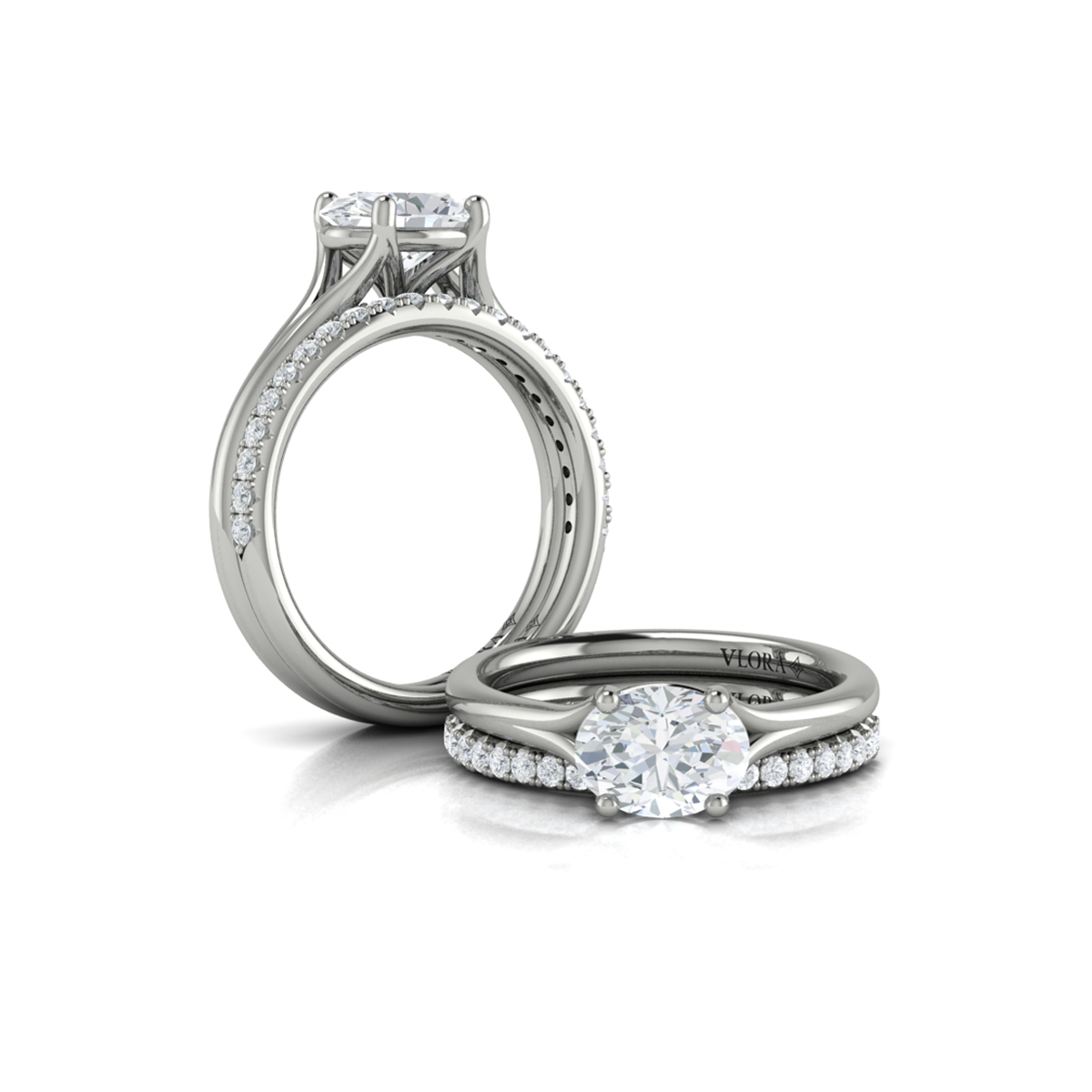 Matching Band for Horizon Solitaire Spit Shank Oval Engagement Ring