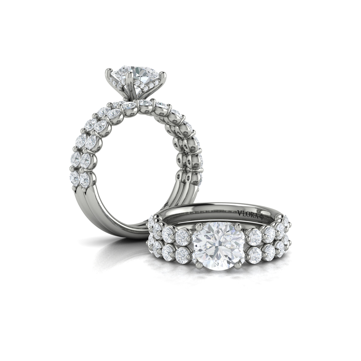 Matching Band for Classic Round Engagement Ring with Floating Diamond Band