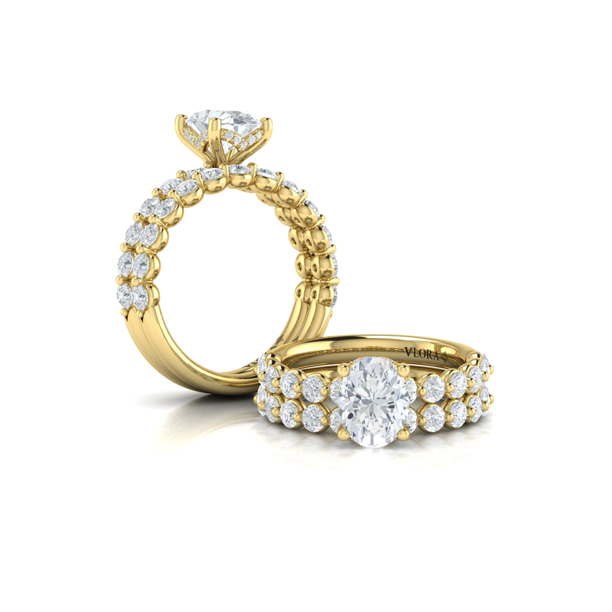 Matching Band for Classic Oval Engagement Ring with Floating Diamond Band