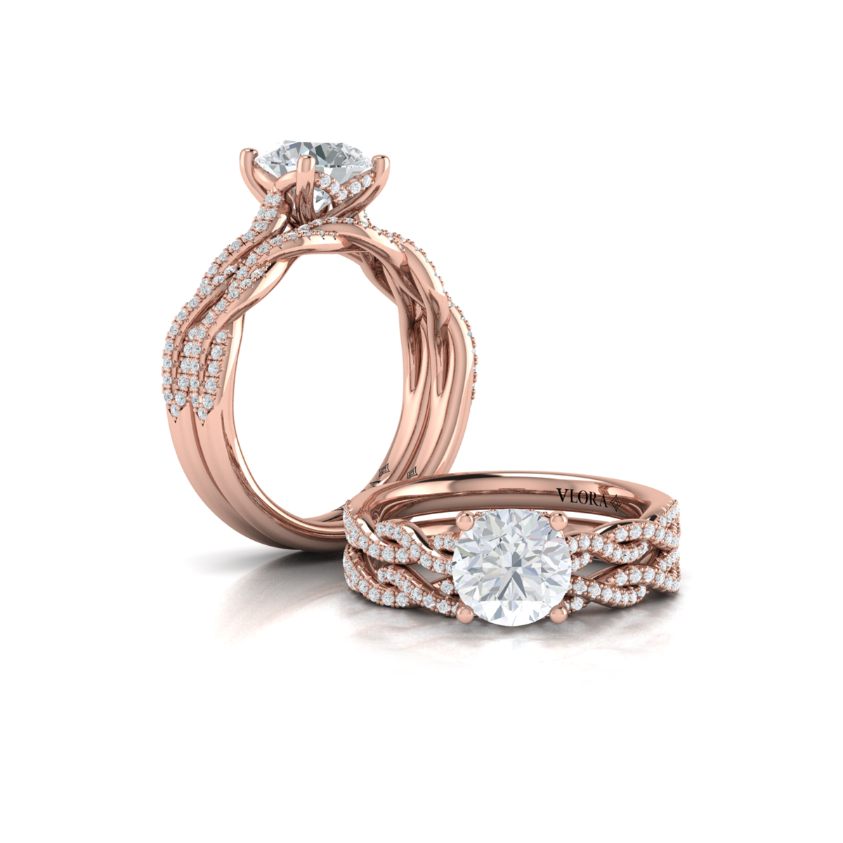 Matching Band for Twist Diamond Engagement Ring with Hidden Halo
