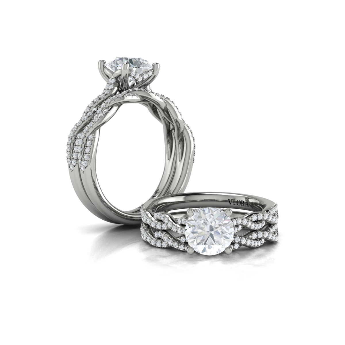 Matching Band for Twist Diamond Engagement Ring with Hidden Halo