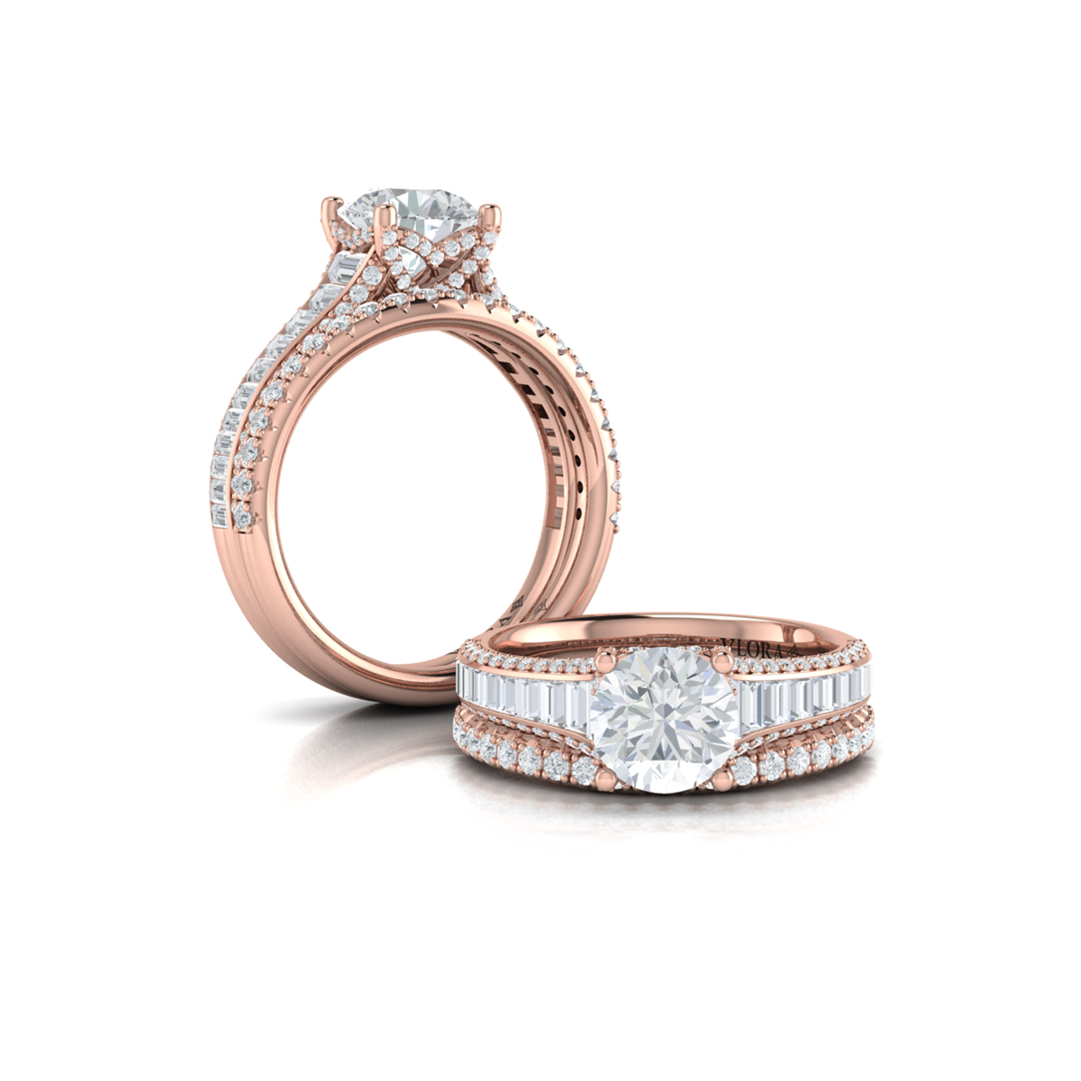 Matching Band for Dramatic Cathedral Hidden Halo Engagement Ring