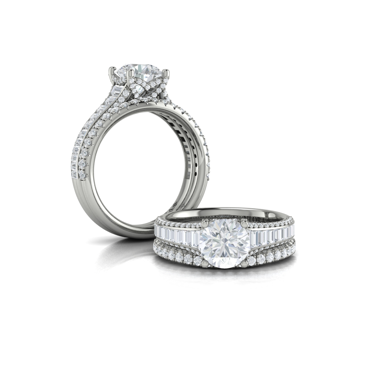 Matching Band for Dramatic Cathedral Hidden Halo Engagement Ring