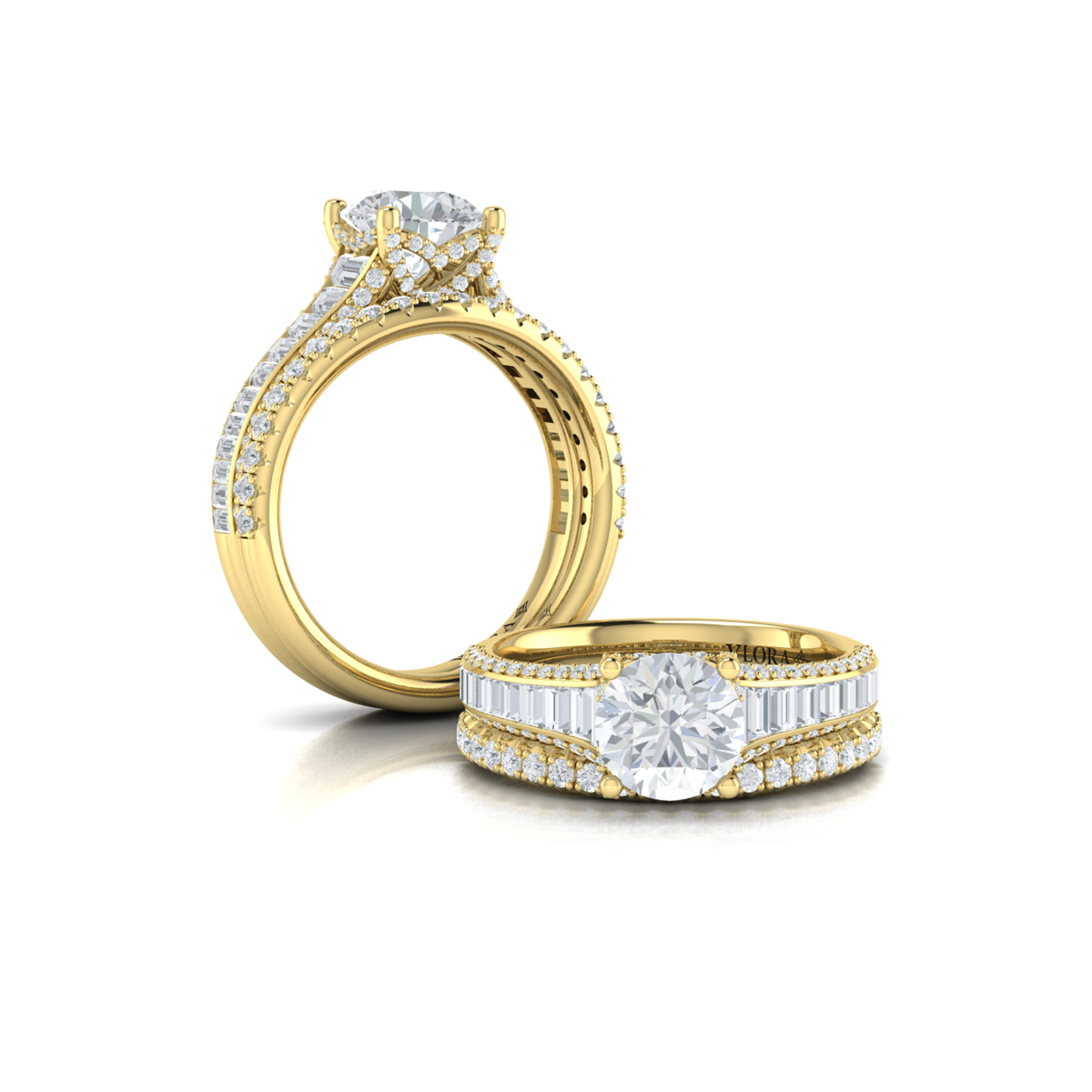 Matching Band for Dramatic Cathedral Hidden Halo Engagement Ring