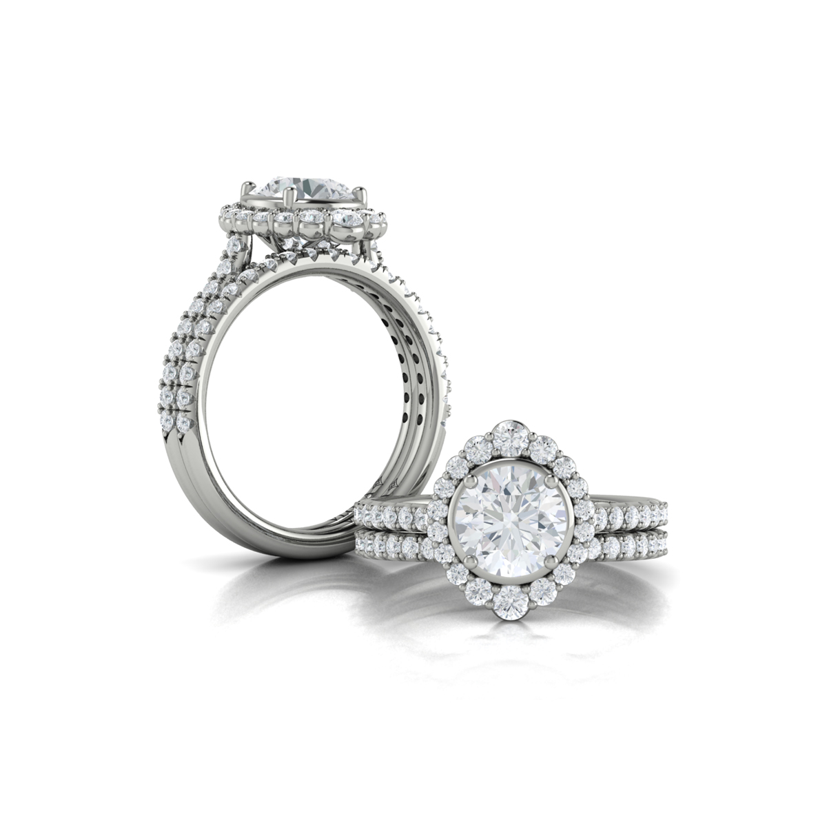 Matching Band for Cathedral Arch Halo Round Engagement Ring
