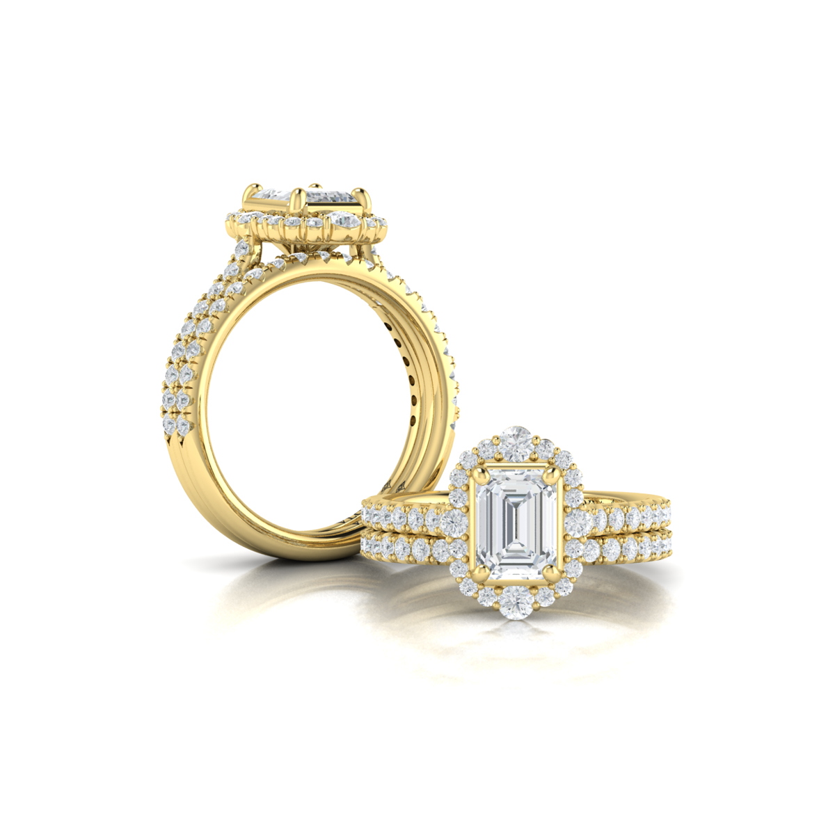 Matching Band for Cathedral Arch Halo Emerald Cut Engagement Ring