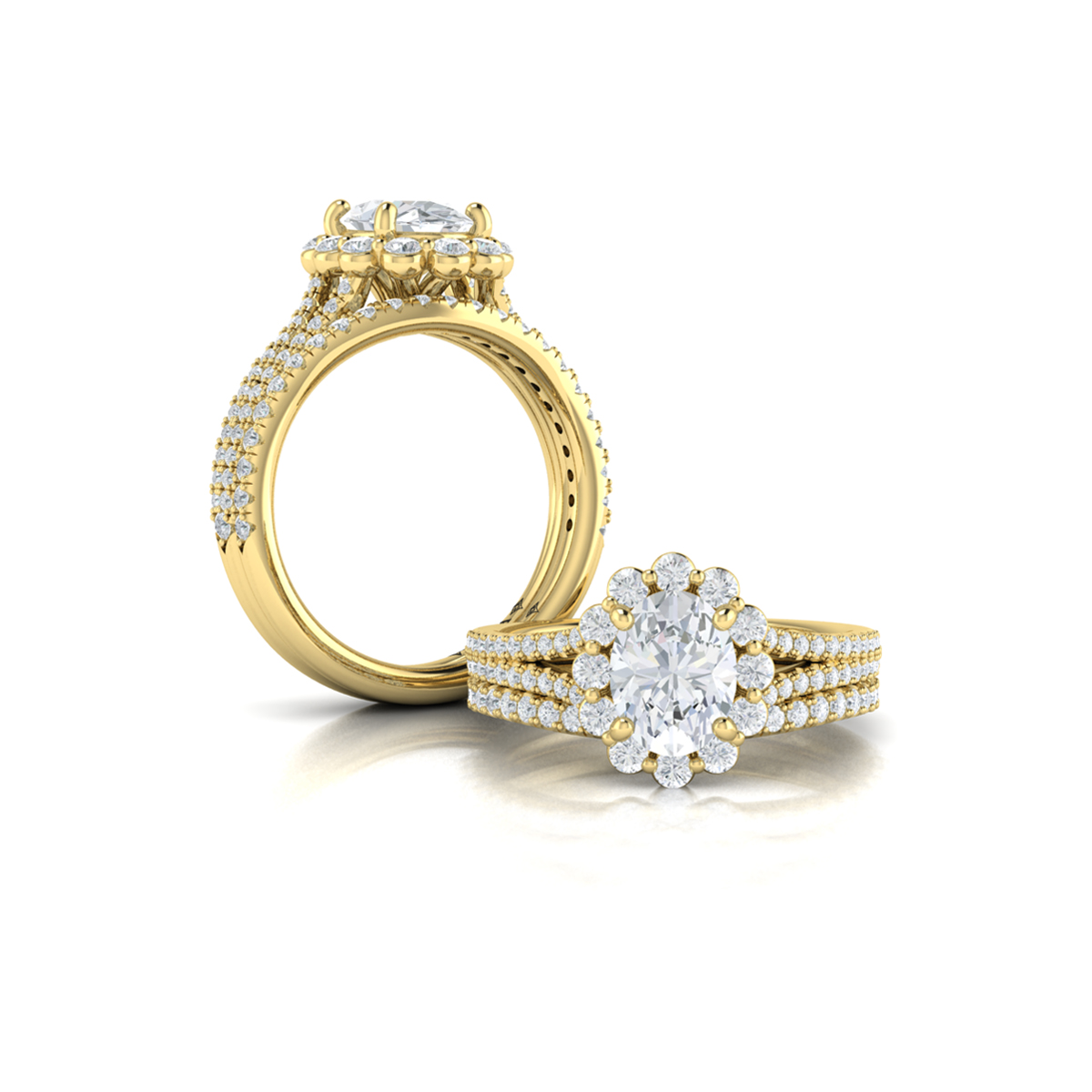 Matching Band for Corsage Halo Oval Engagement Ring