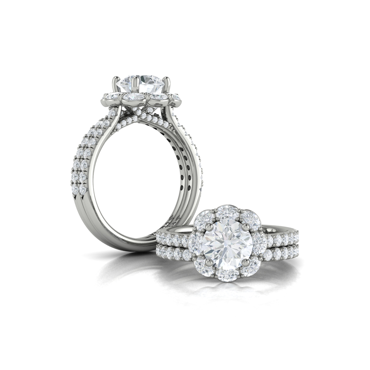 Matching Band for Unique Oval Halo Round Engagement Ring