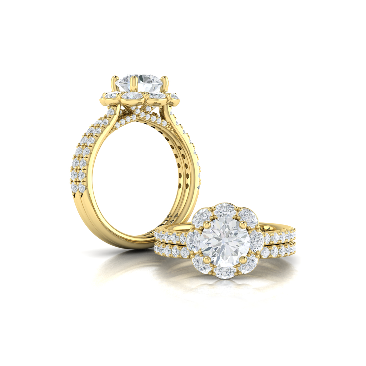 Matching Band for Unique Oval Halo Round Engagement Ring