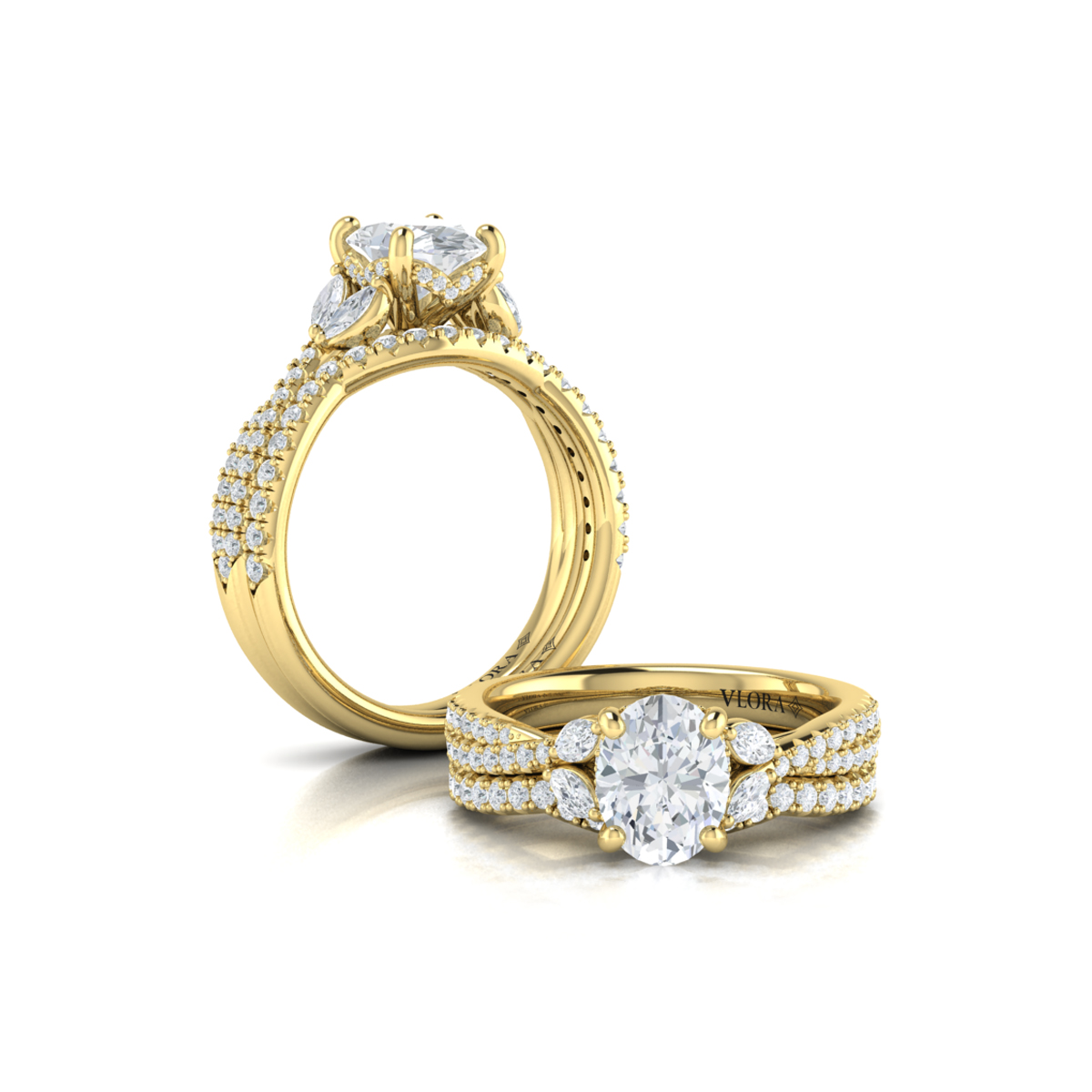 Matching Band for Enchanted Vine Oval Hidden Halo Engagement Ring