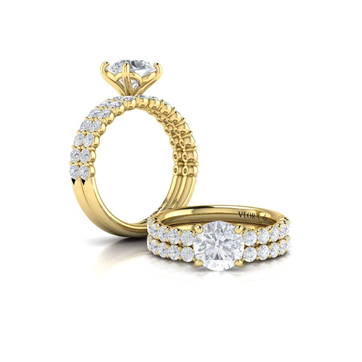 Matching Band for Graceful Round Diamond Engagement Ring