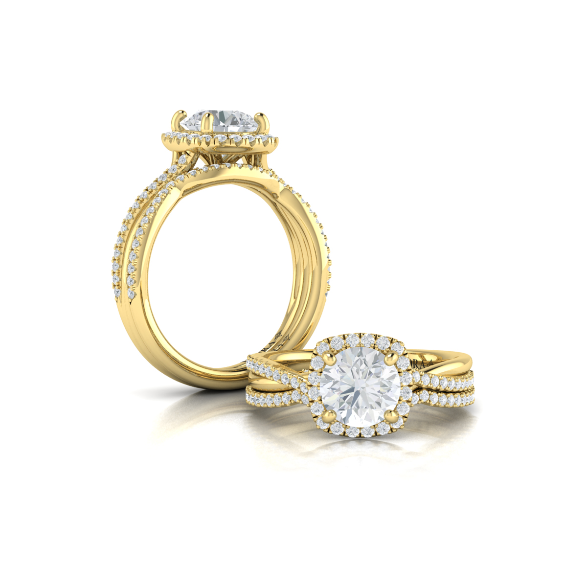 Entwined Euro Halo Matching Wedding Band