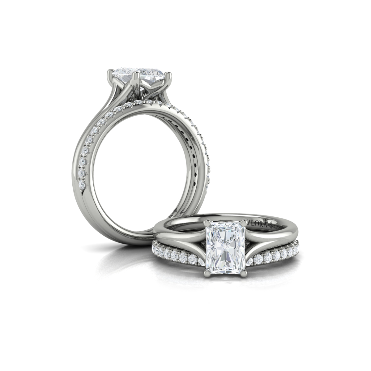Matching Band for Solitaire Emerald Cut Engagement Ring