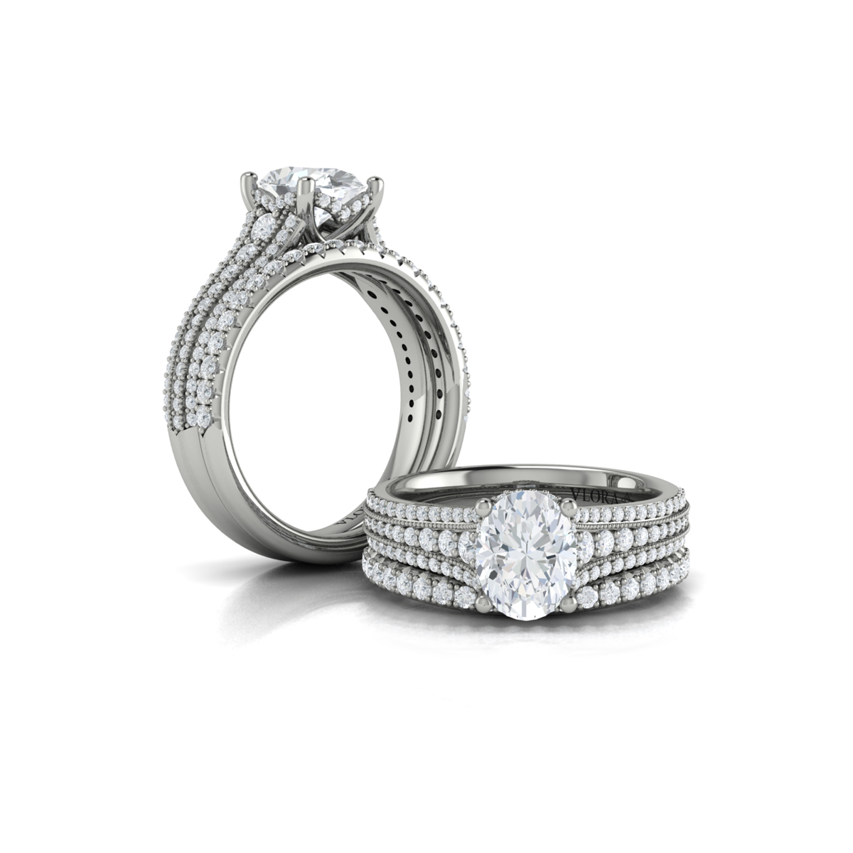 Matching Band for Elegant Oval Modern Vintage Engagement Ring