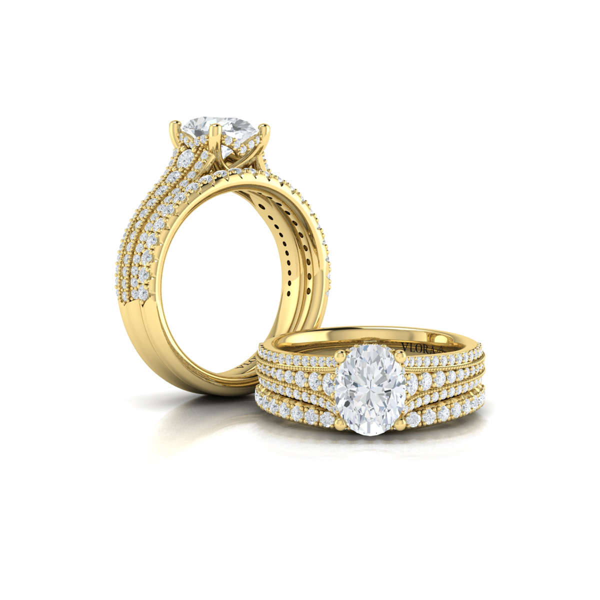 Matching Band for Elegant Oval Modern Vintage Engagement Ring