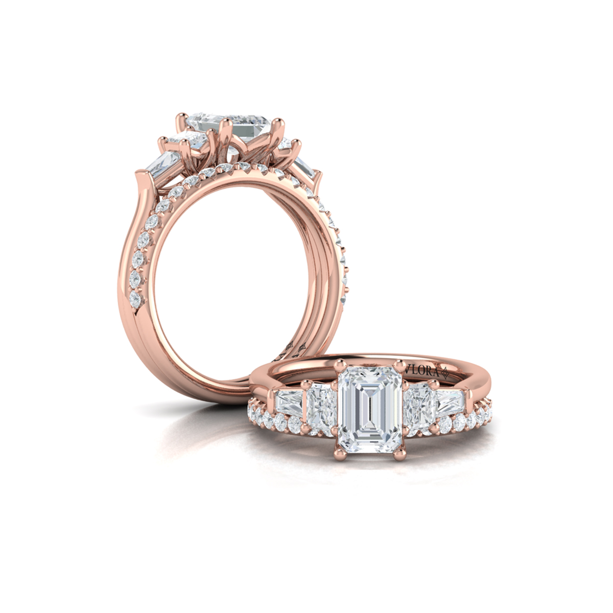 Matching Band for Quintet Emerald Cut Engagement Ring
