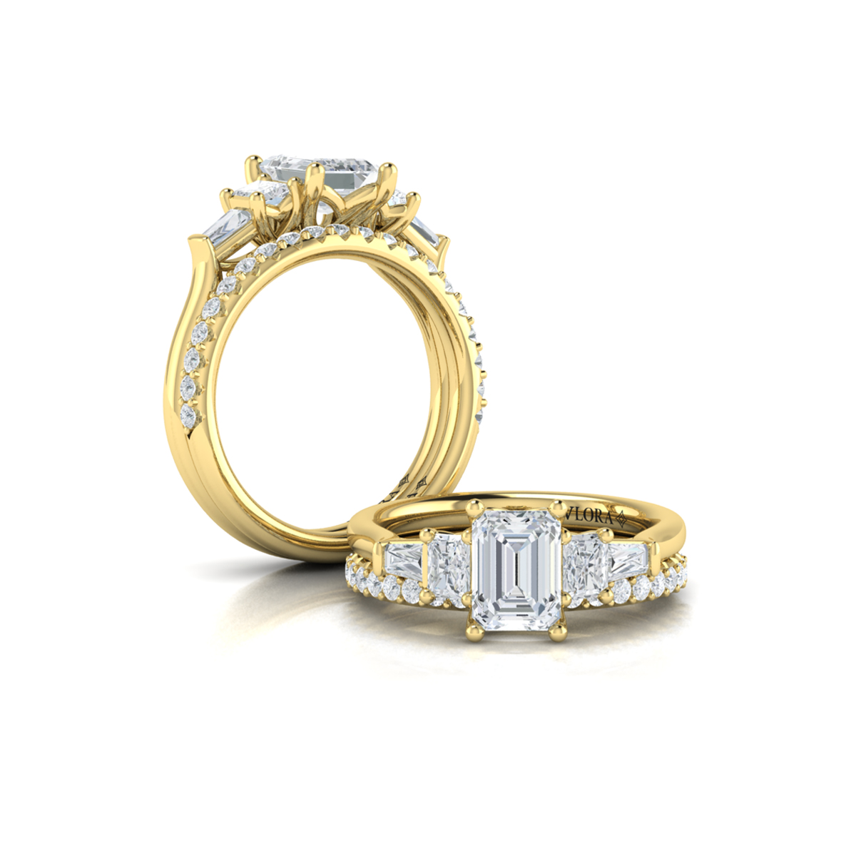 Matching Band for Quintet Emerald Cut Engagement Ring