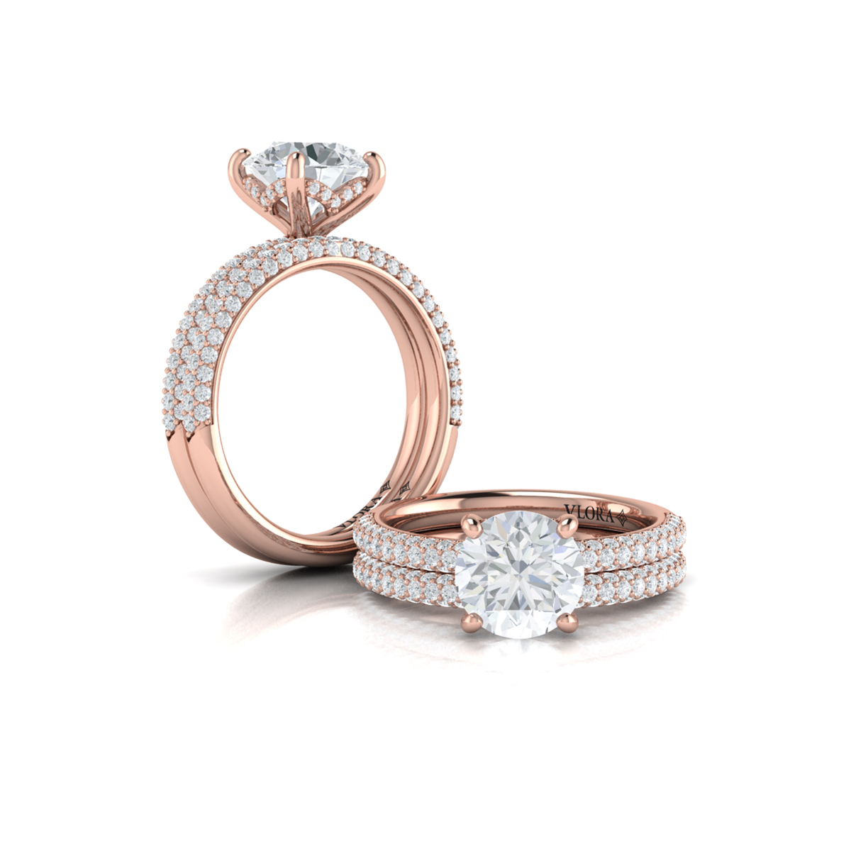 Matching Band for Shimmering Hidden Halo Engagement Ring with Micropave Band